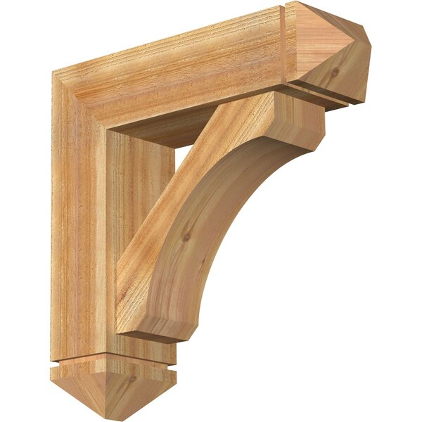 Ekena Millwork Legacy Arts and Crafts Rough Sawn Bracket w/ Offset Brace, Western Red Cedar, 8"W x 28"D x 28"H BKT0806X28X28LEC03RWR - main